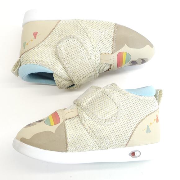 Ikiki Squeaky Toddler Sneaker Shoes V2 9 Cool Llama Sparkly Gold Hook Loop AFO - Picture 5 of 10